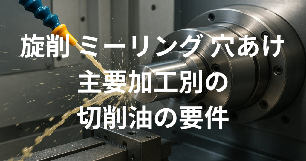 旋削、ミーリング、穴あけなど主要加工別の切削油の要件