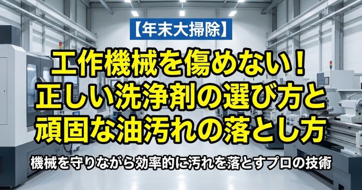 【年末大掃除】工作機械を傷めない！正しい洗浄剤の選び方と頑固な油汚れの落とし方