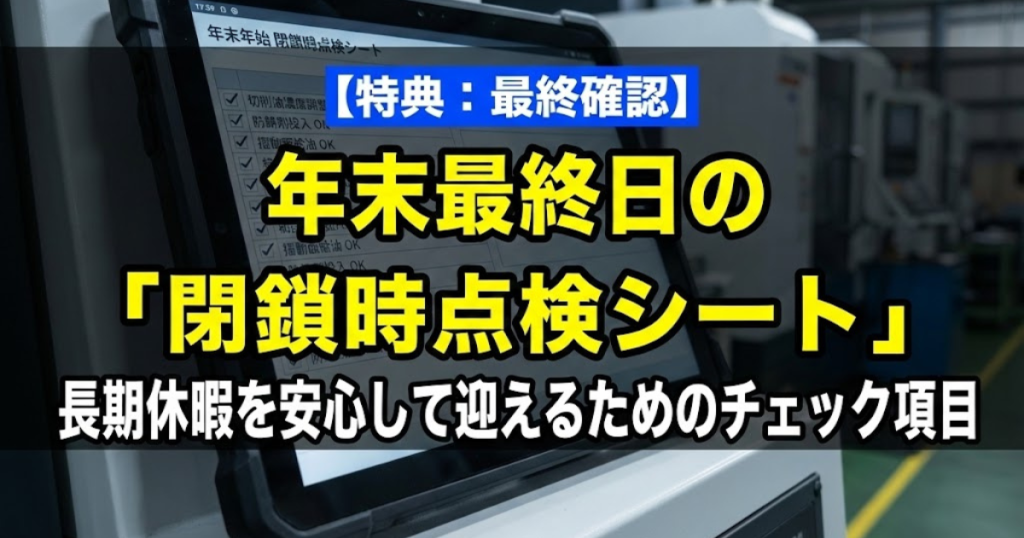 年末最終日に確認する「閉鎖時点検シート」（特典）
