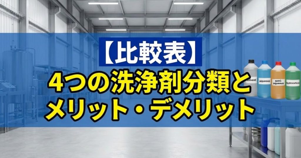 【比較表】4つの洗浄剤分類とメリット・デメリット