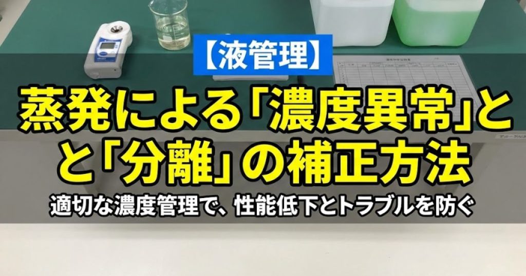 【液管理】蒸発による「濃度異常」と「分離」の補正方法