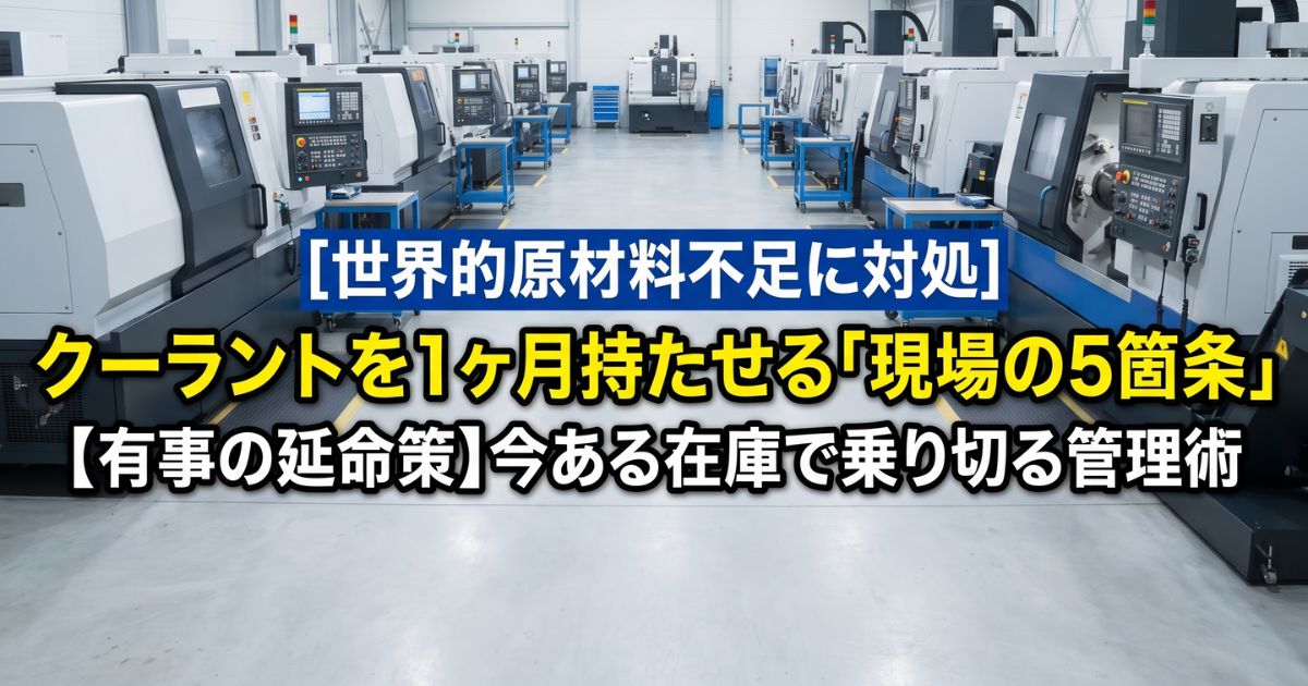 【有事の延命策】世界的な原材料不足を乗り切る！今あるクーラントを1ヶ月持たせる「現場の5箇条」