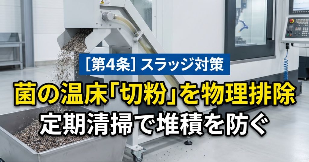 スラッジ（切粉）の堆積禁止｜菌の温床を物理的に排除する